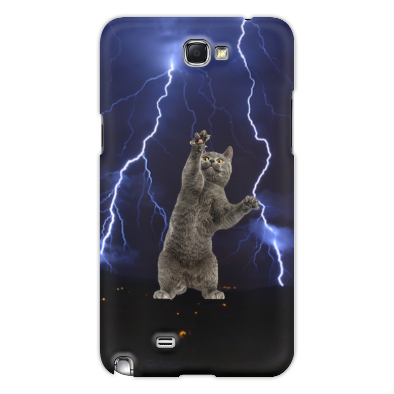 Printio Чехол для Samsung Galaxy Note 2 Кот и молния