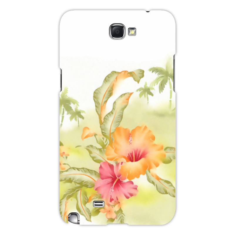 Printio Чехол для Samsung Galaxy Note 2 Тропические цветы, пальмы.