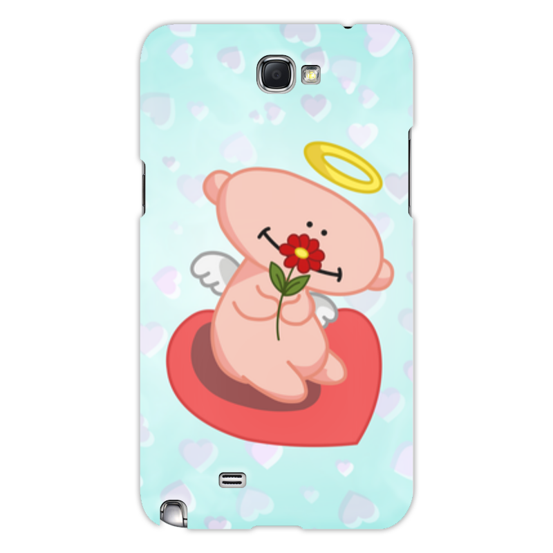 Printio Чехол для Samsung Galaxy Note 2 Влюбленный ангелок с сердцем