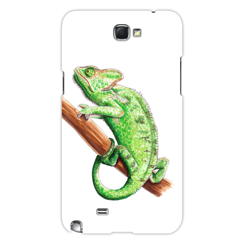 Printio Чехол для Samsung Galaxy Note 2 Зеленый хамелеон на ветке