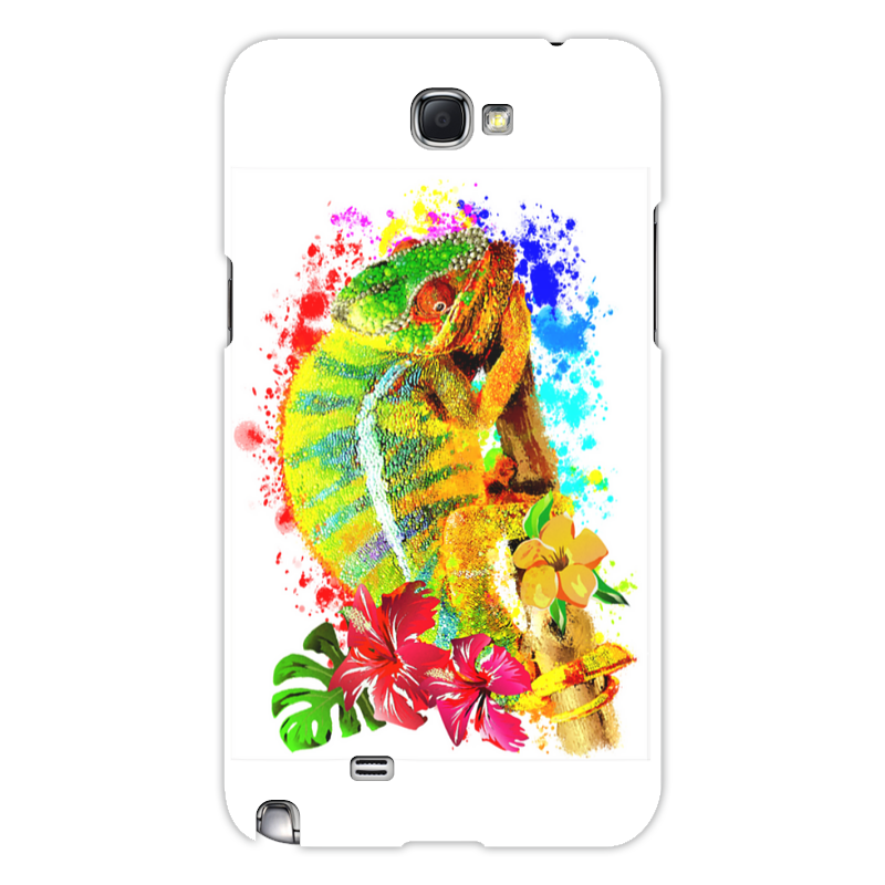 Printio Чехол для Samsung Galaxy Note 2 Хамелеон с цветами в пятнах краски. чехол mypads мужчина с цветами в бороде для samsung galaxy m13 задняя панель накладка бампер