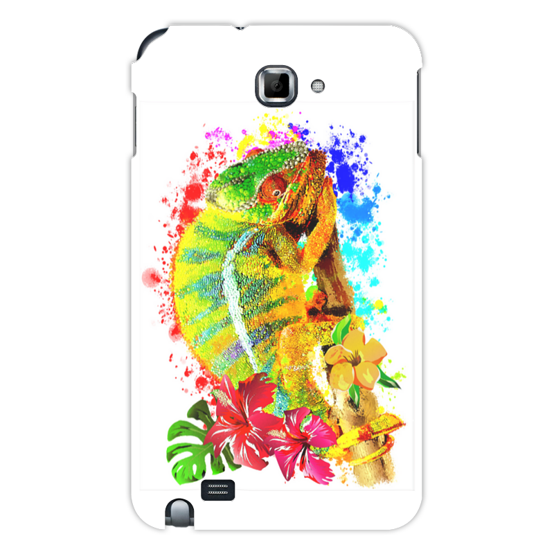 Printio Чехол для Samsung Galaxy Note Хамелеон с цветами в пятнах краски. printio чехол для samsung galaxy s7 объёмная печать хамелеон с цветами в пятнах краски
