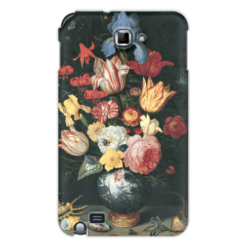 Заказать чехол для Samsung Galaxy Note/Note 2 в Москве. Чехол для Samsung Galaxy Note Китайская ваза с цветами, ракушками и насекомыми от trend - готовые дизайны и нанесение принтов.