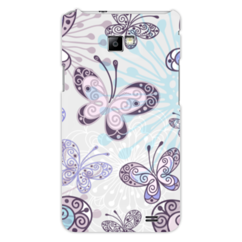 Заказать чехол для Samsung в Москве. Чехол для Samsung Galaxy S2 Фиолетовые бабочки от weeert - готовые дизайны и нанесение принтов.