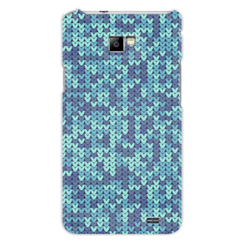 Заказать чехол для Samsung в Москве. Чехол для Samsung Galaxy S2 Голубой вязаный узор от Antaya - готовые дизайны и нанесение принтов.