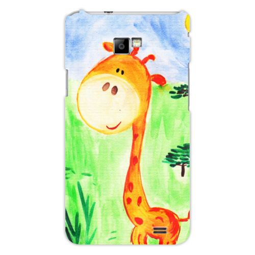 Заказать чехол для Samsung в Москве. Чехол для Samsung Galaxy S2 Милый жираф от Рисуя Добро - готовые дизайны и нанесение принтов.