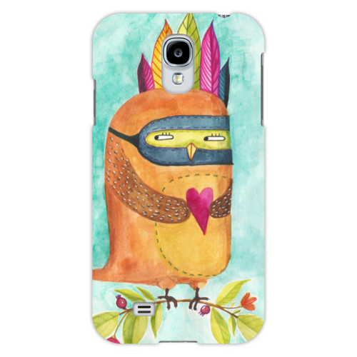 Заказать чехол для Samsung в Москве. Чехол для Samsung Galaxy S4 Рыжая Сова Индеец от Анастасия Наумова - готовые дизайны и нанесение принтов.