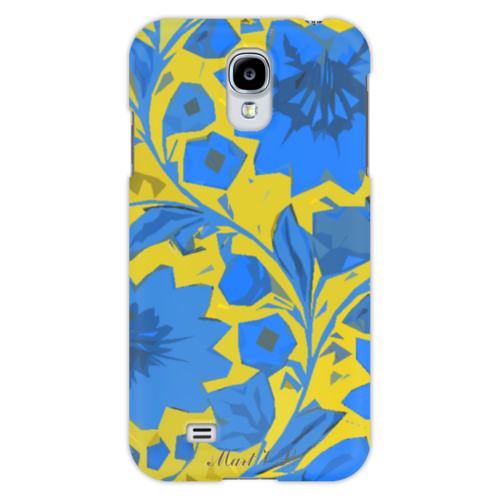 Заказать чехол для Samsung в Москве. Чехол для Samsung Galaxy S4 "blue_yellow_pattern" от mapt - готовые дизайны и нанесение принтов.