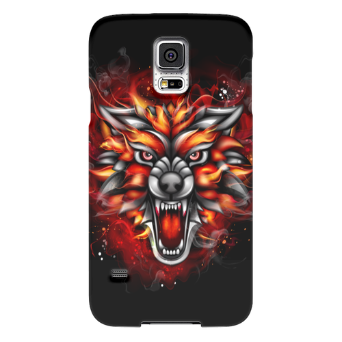 Заказать чехол для Samsung в Москве. Чехол для Samsung Galaxy S5 Wolf & Fire от Аня Лукьянова - готовые дизайны и нанесение принтов.