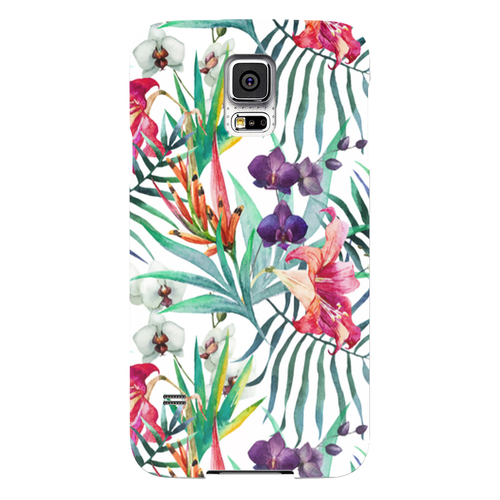 Заказать чехол для Samsung в Москве. Чехол для Samsung Galaxy S5 Тропические цветы от zen4@bk.ru - готовые дизайны и нанесение принтов.