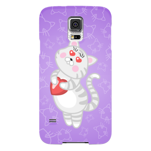 Заказать чехол для Samsung в Москве. Чехол для Samsung Galaxy S5 Влюбленная кошечка от Ordwen - готовые дизайны и нанесение принтов.