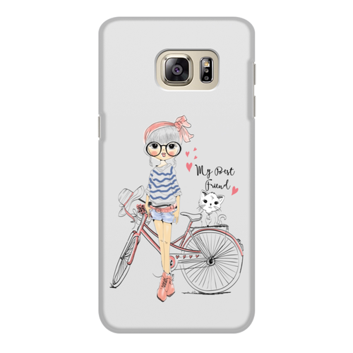 Заказать чехол для Samsung Galaxy S6/S6 Edge в Москве. Чехол для Samsung Galaxy S6, объёмная печать Девушка и котёнок от Елена Гришина - готовые дизайны и нанесение принтов.