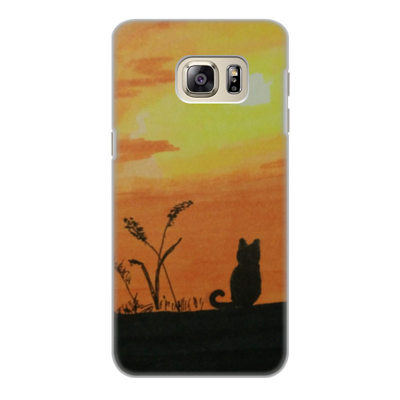 Printio Чехол для Samsung Galaxy S6 Edge, объёмная печать Котик на закате жидкий чехол с блестками фигура в закате на samsung galaxy a52 самсунг галакси а52