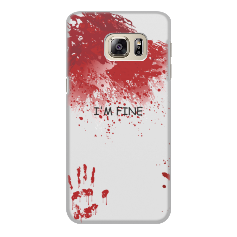 Printio Чехол для Samsung Galaxy S6 Edge, объёмная печать Брызги крови с надписью я в порядке printio чехол для samsung galaxy s6 edge объёмная печать техно