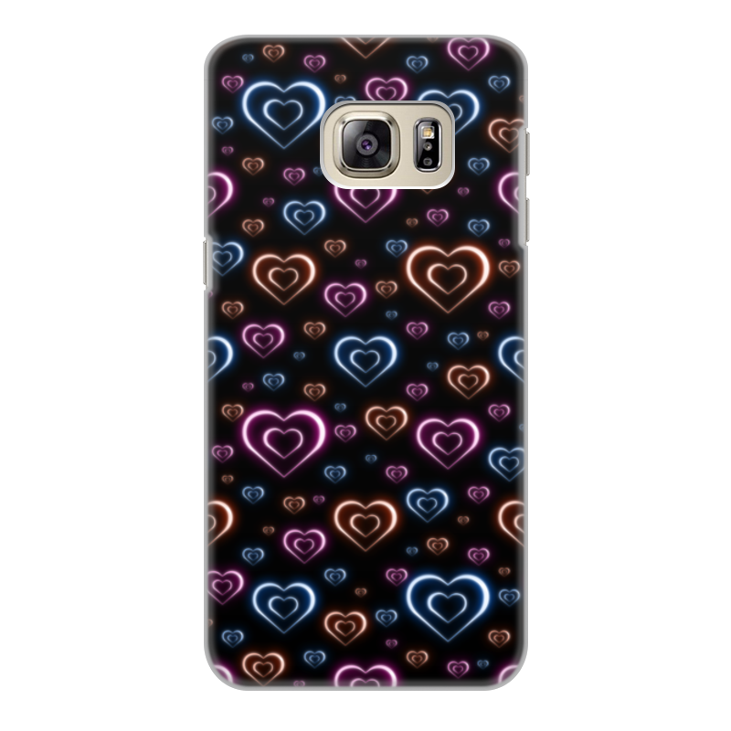 Printio Чехол для Samsung Galaxy S6 Edge, объёмная печать Неоновые сердца, с выбором цвета фона. printio чехол для iphone 7 plus объёмная печать неоновые сердца с выбором цвета фона