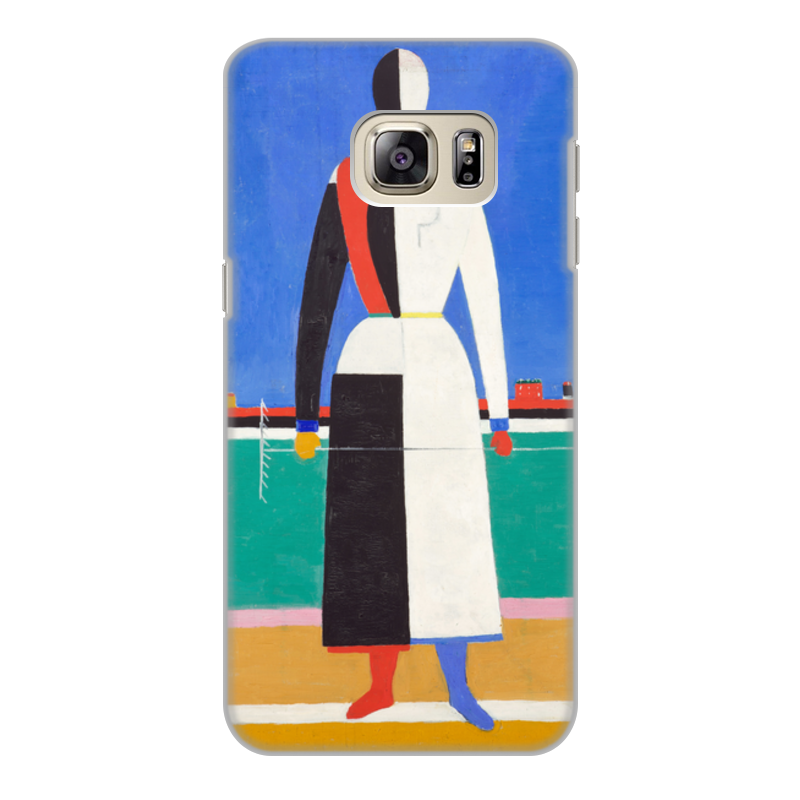Printio Чехол для Samsung Galaxy S6 Edge, объёмная печать Женщина с граблями (картина малевича) printio чехол для samsung galaxy s6 edge объёмная печать торс фигура с розовым лицом малевич