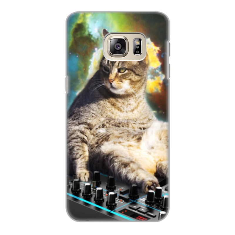 Printio Чехол для Samsung Galaxy S6 Edge, объёмная печать кот в космосе