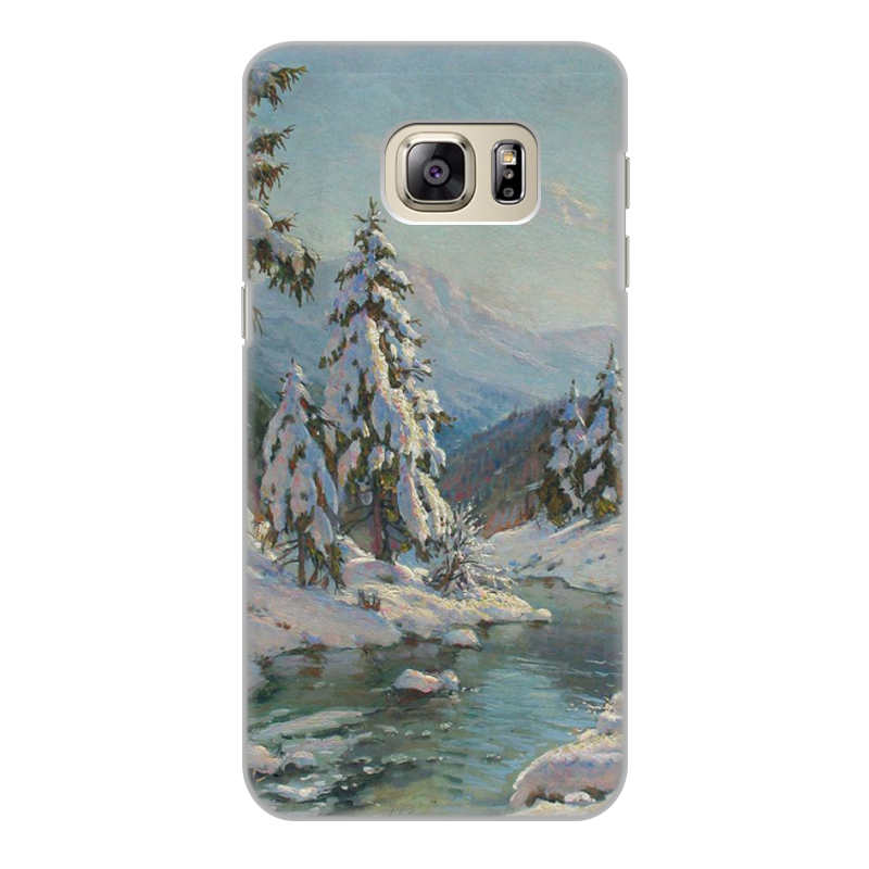 Printio Чехол для Samsung Galaxy S6 Edge, объёмная печать Зимний пейзаж с елями (картина вещилова)