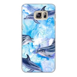 Заказать чехол для Samsung Galaxy S6/S6 Edge в Москве. Чехол для Samsung Galaxy S6 Edge, объёмная печать Дельфины от THE_NISE  - готовые дизайны и нанесение принтов.