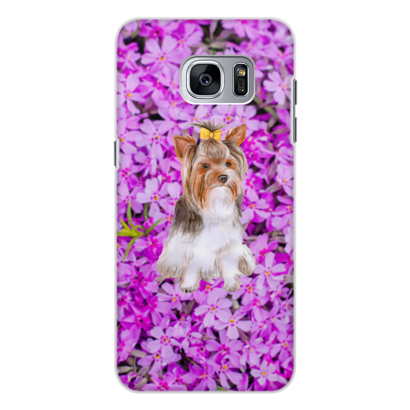 Printio Чехол для Samsung Galaxy S7, объёмная печать цветы и пес printio чехол для samsung galaxy s7 объёмная печать цветы и пес