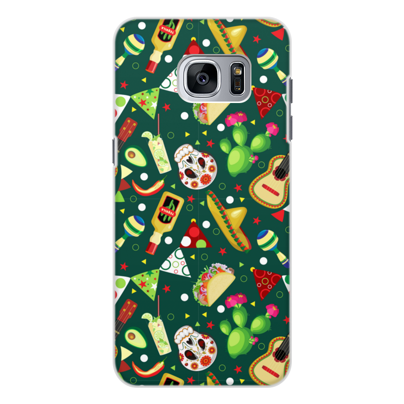 Printio Чехол для Samsung Galaxy S7, объёмная печать Мексиканское веселье силиконовый чехол на realme c3 узор из кактусов для реалми ц3