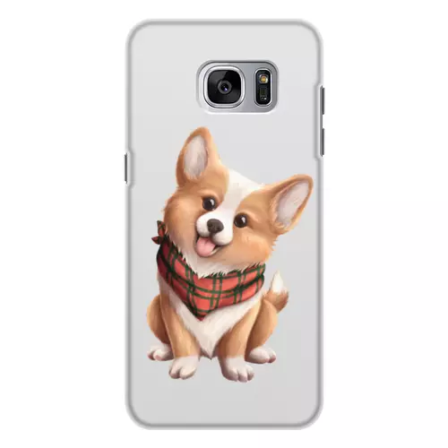 Заказать чехол для Samsung Galaxy S7/S7 Edge в Москве. Чехол для Samsung Galaxy S7, объёмная печать Собака корги в шарфе от tigerda  - готовые дизайны и нанесение принтов.