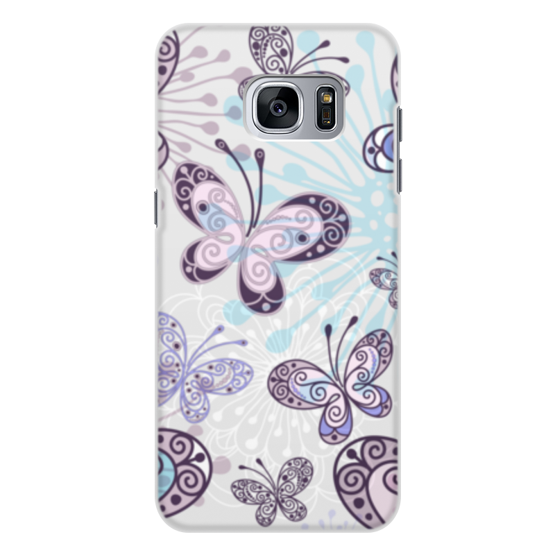 Printio Чехол для Samsung Galaxy S7 Edge, объёмная печать Фиолетовые бабочки printio чехол для samsung galaxy s7 объёмная печать бабочки фэнтези