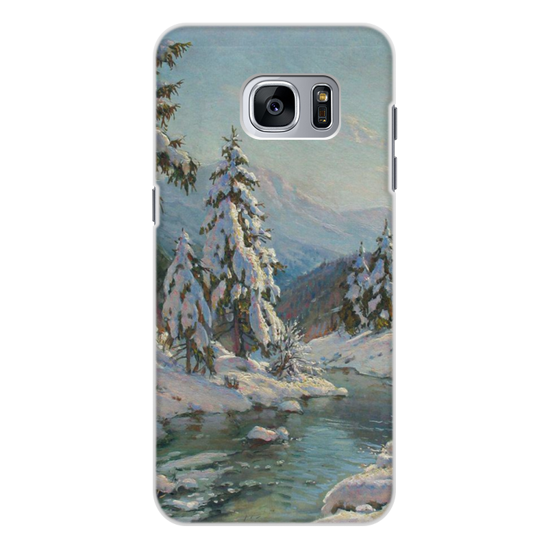 Printio Чехол для Samsung Galaxy S7 Edge, объёмная печать Зимний пейзаж с елями (картина вещилова)