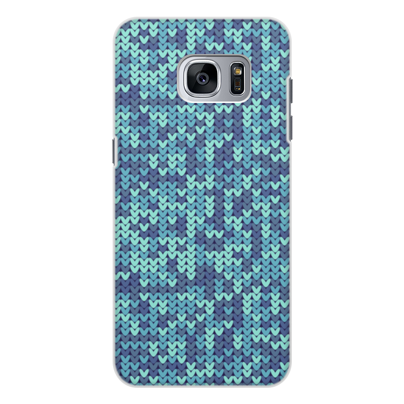 Printio Чехол для Samsung Galaxy S7 Edge, объёмная печать Голубой вязаный узор