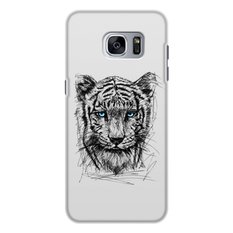 Printio Чехол для Samsung Galaxy S7 Edge, объёмная печать Белый тигр ультратонкий силиконовый чехол накладка для samsung galaxy s7 edge с принтом оскал тигра