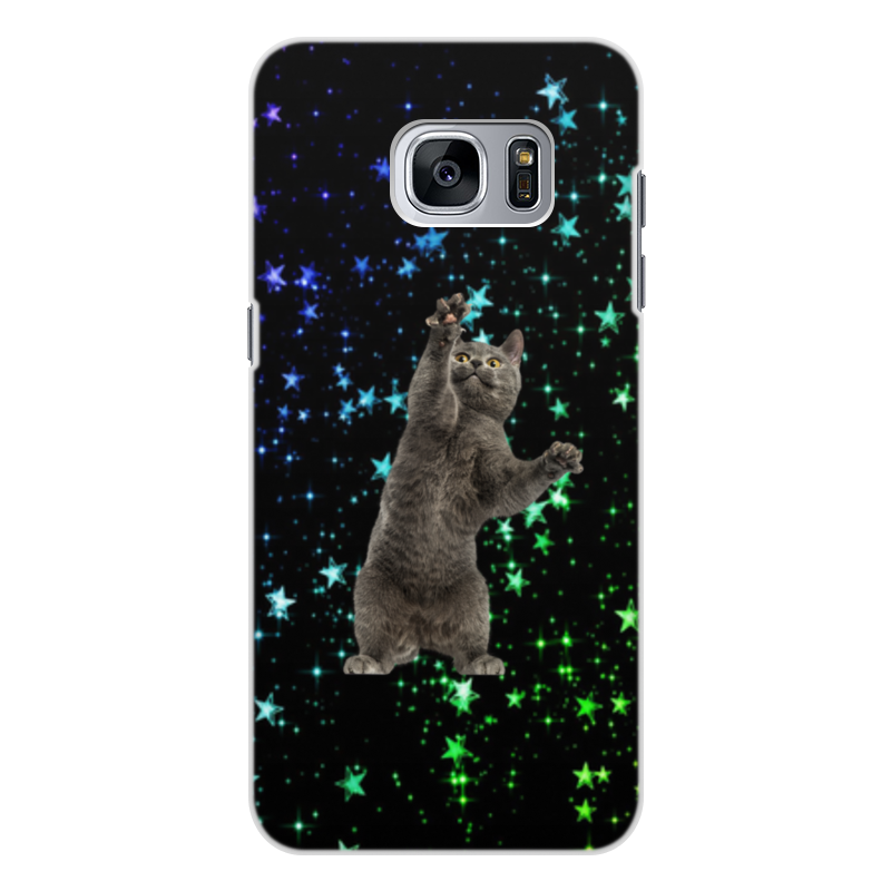 Printio Чехол для Samsung Galaxy S7 Edge, объёмная печать кот и звезды