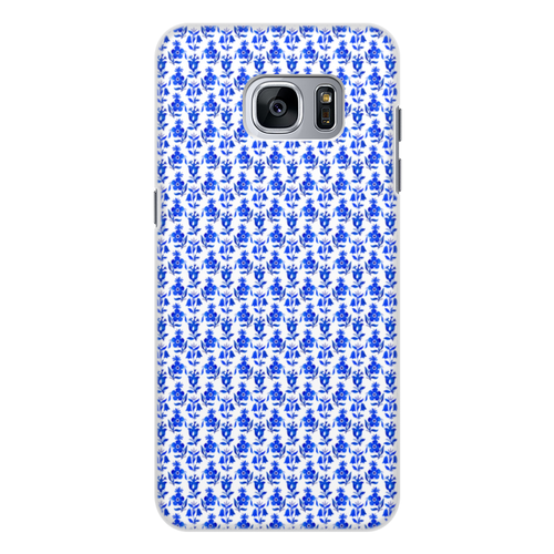 Заказать чехол для Samsung Galaxy S7/S7 Edge в Москве. Чехол для Samsung Galaxy S7 Edge, объёмная печать  голубые цветы от THE_NISE  - готовые дизайны и нанесение принтов.