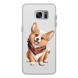 Заказать чехол для Samsung Galaxy S7/S7 Edge в Москве. Чехол для Samsung Galaxy S7 Edge, объёмная печать Собака корги в шарфе от tigerda  - готовые дизайны и нанесение принтов.