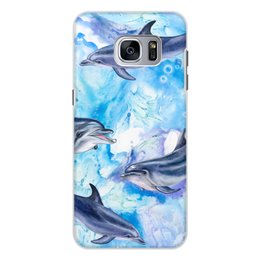 Заказать чехол для Samsung Galaxy S7/S7 Edge в Москве. Чехол для Samsung Galaxy S7 Edge, объёмная печать Дельфины от THE_NISE  - готовые дизайны и нанесение принтов.