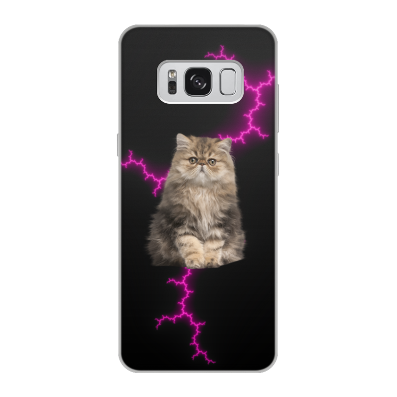 Printio Чехол для Samsung Galaxy S8, объёмная печать Кот и молния printio чехол для samsung galaxy s8 plus объёмная печать кот и молния