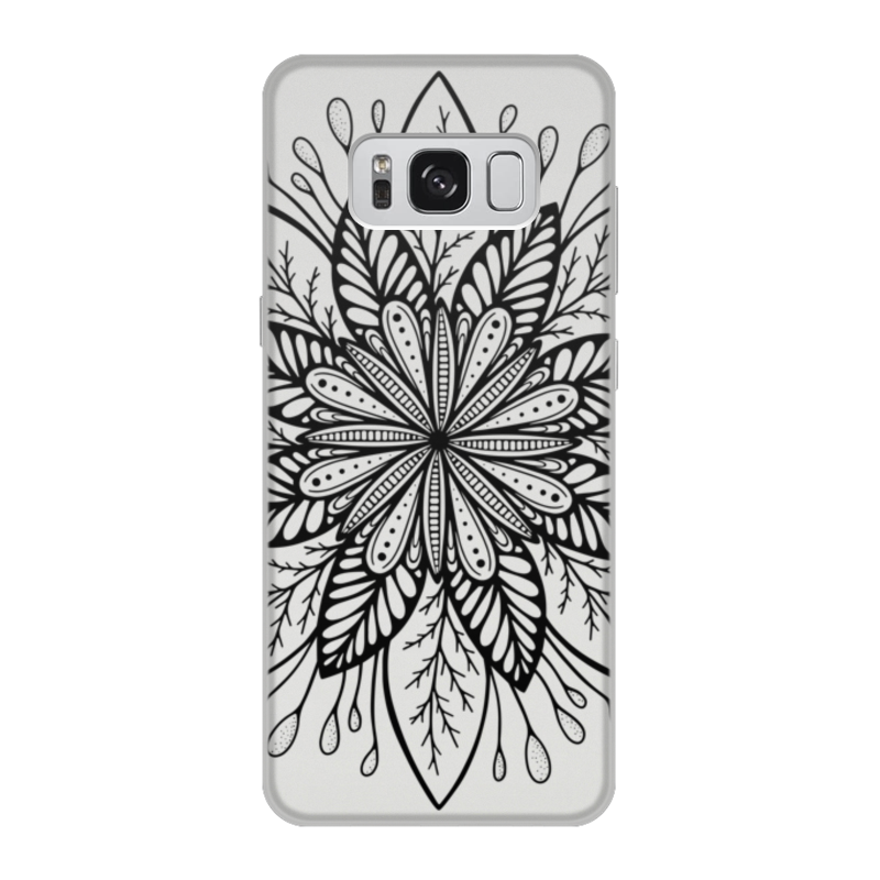 Printio Чехол для Samsung Galaxy S8, объёмная печать Чёрно-белая растительная мандала