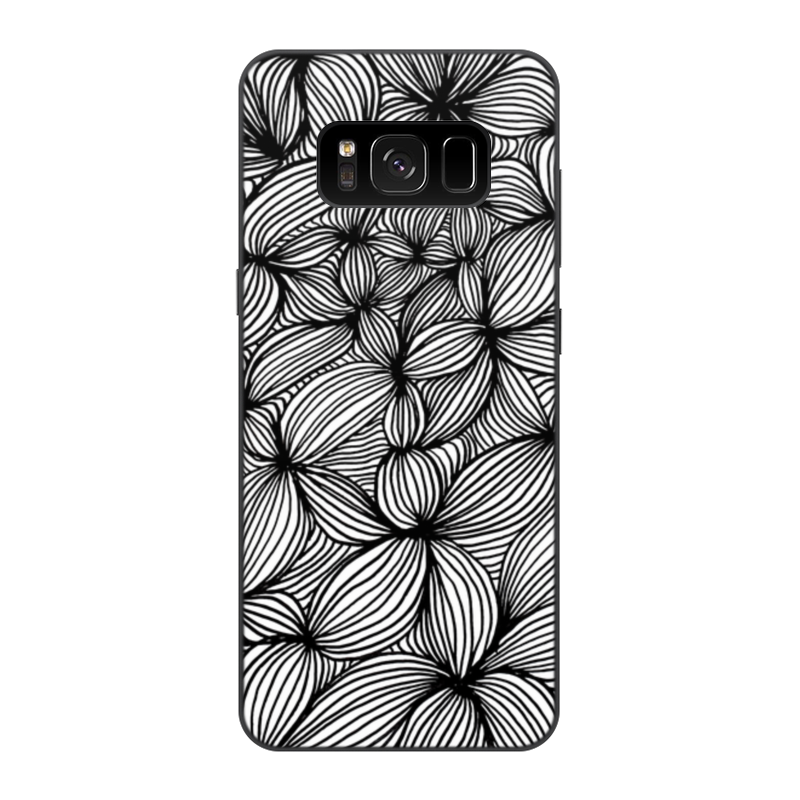 Printio Чехол для Samsung Galaxy S8, объёмная печать Абстракция черно-белые цветы