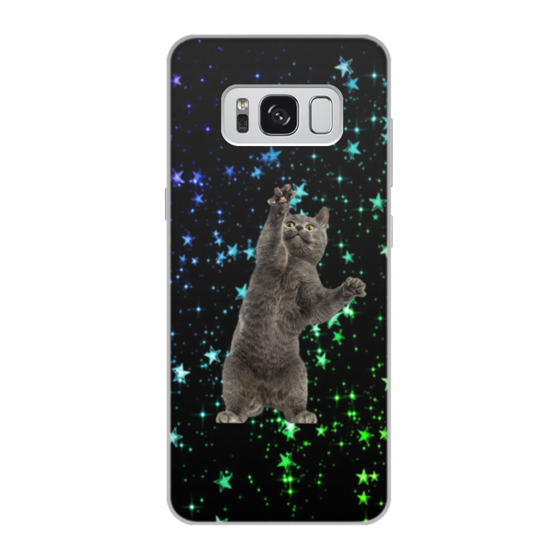 Printio Чехол для Samsung Galaxy S8, объёмная печать кот и звезды printio чехол для samsung galaxy s8 plus объёмная печать кот и звезды