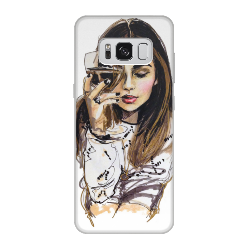 Printio Чехол для Samsung Galaxy S8, объёмная печать Девушка с бокалом матовый силиконовый чехол девушка с бокалом на samsung galaxy a12 самсунг галакси а12