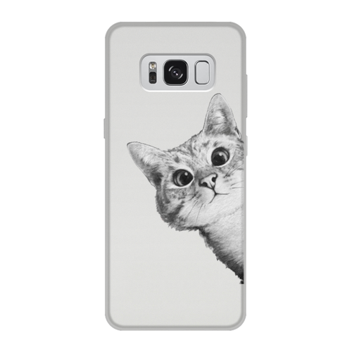 Заказать чехол для Samsung Galaxy S8/S8 Plus в Москве. Чехол для Samsung Galaxy S8, объёмная печать Любопытный кот от mug-shop - готовые дизайны и нанесение принтов.