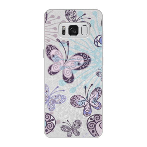 Заказать чехол для Samsung Galaxy S8/S8 Plus в Москве. Чехол для Samsung Galaxy S8 кожаный Фиолетовые бабочки от weeert - готовые дизайны и нанесение принтов.