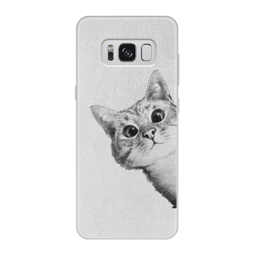 Заказать чехол для Samsung Galaxy S8/S8 Plus в Москве. Чехол для Samsung Galaxy S8 кожаный Любопытный кот от mug-shop - готовые дизайны и нанесение принтов.