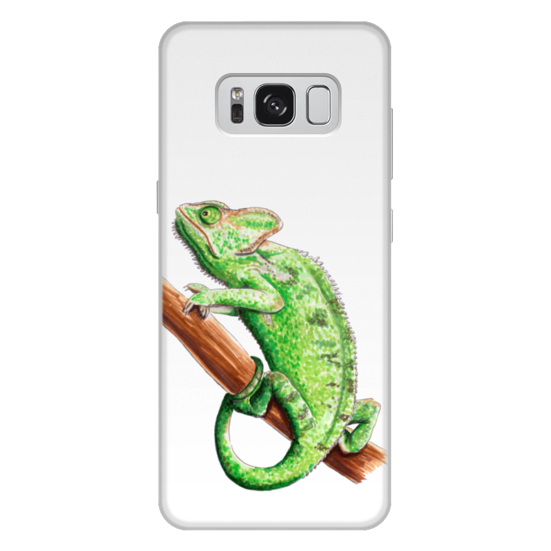 Printio Чехол для Samsung Galaxy S8 Plus, объёмная печать Зеленый хамелеон на ветке printio чехол для samsung galaxy s8 объёмная печать хамелеон
