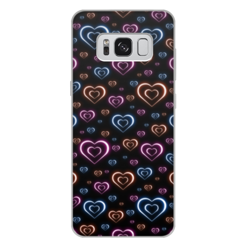 Printio Чехол для Samsung Galaxy S8 Plus, объёмная печать Неоновые сердца, с выбором цвета фона. printio чехол для iphone 7 plus объёмная печать неоновые сердца с выбором цвета фона