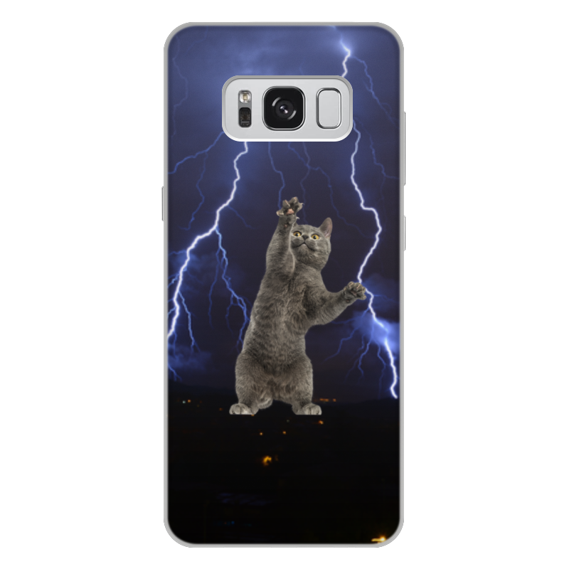Printio Чехол для Samsung Galaxy S8 Plus, объёмная печать кот и молния