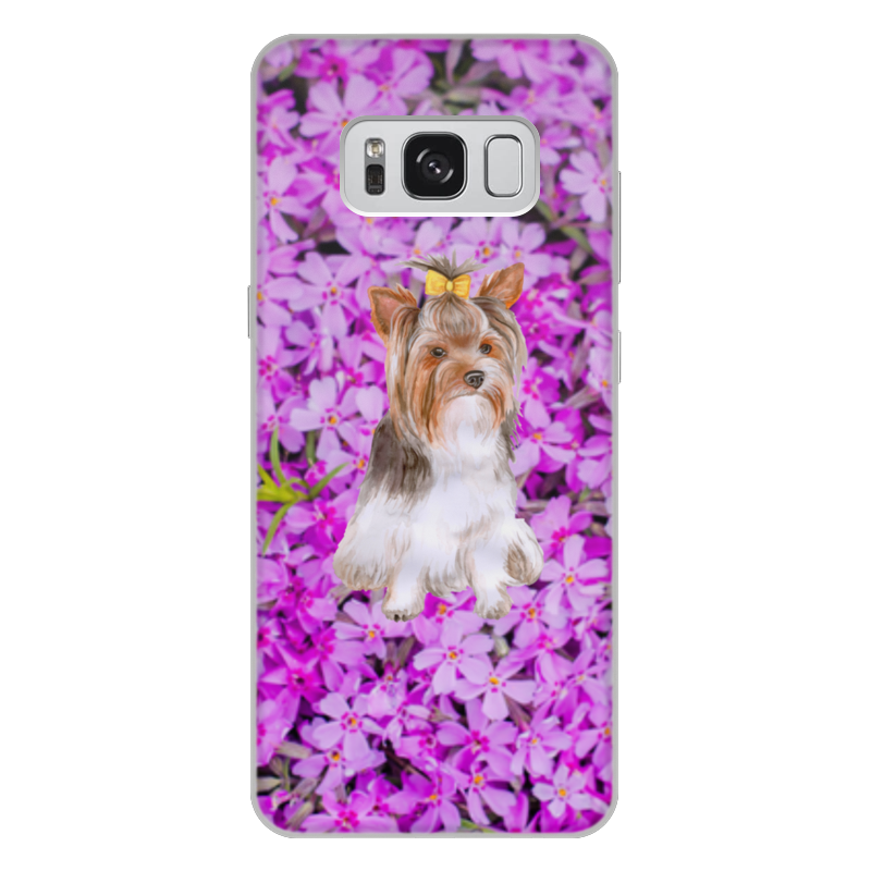Printio Чехол для Samsung Galaxy S8 Plus, объёмная печать цветы и пес