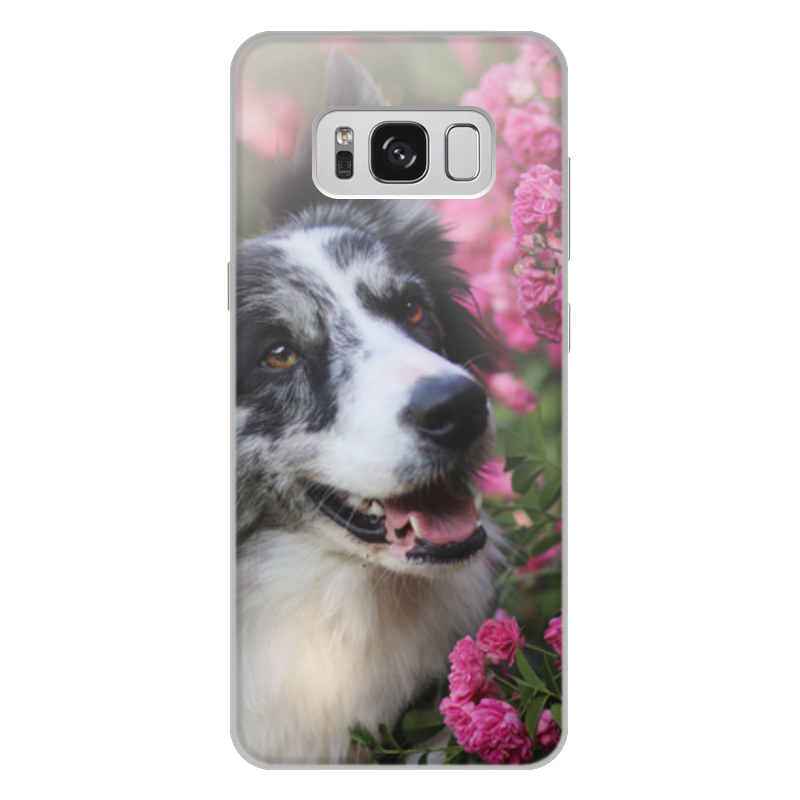 Printio Чехол для Samsung Galaxy S8 Plus, объёмная печать Цветы и пес