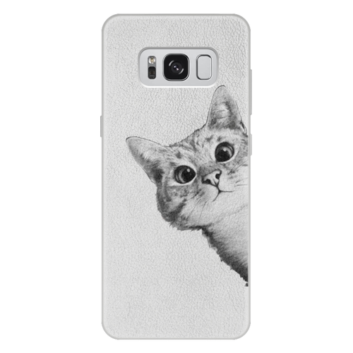 Заказать чехол для Samsung Galaxy S8/S8 Plus в Москве. Чехол для Samsung Galaxy S8 Plus кожаный Любопытный кот от mug-shop - готовые дизайны и нанесение принтов.