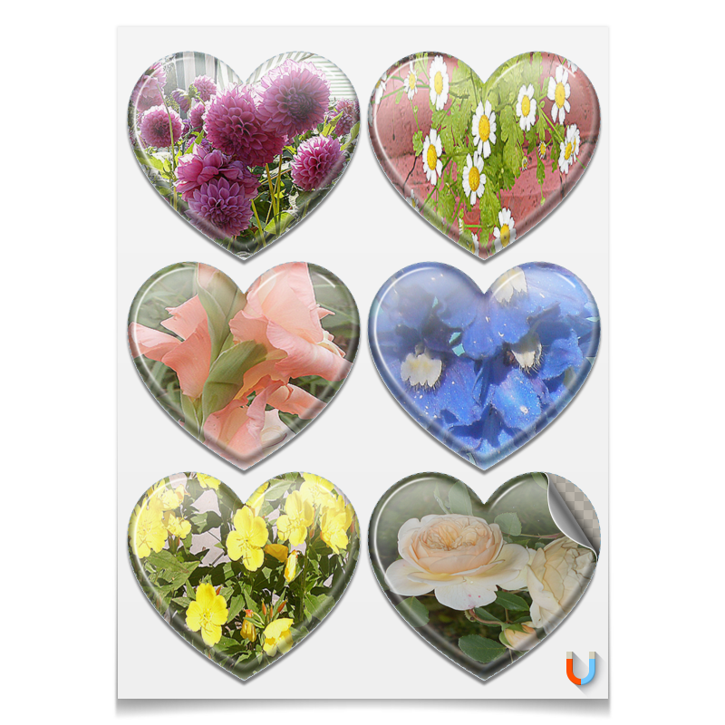 Printio Магниты-сердца 7.5×9.7 см Цветущие сердца. printio магниты сердца 7 5×9 7 см ажурная роза