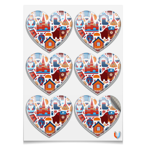 Заказать магниты в Москве. Магниты-сердца 7.5x9.7 см День народного единства от FireFoxa - готовые дизайны и нанесение принтов.